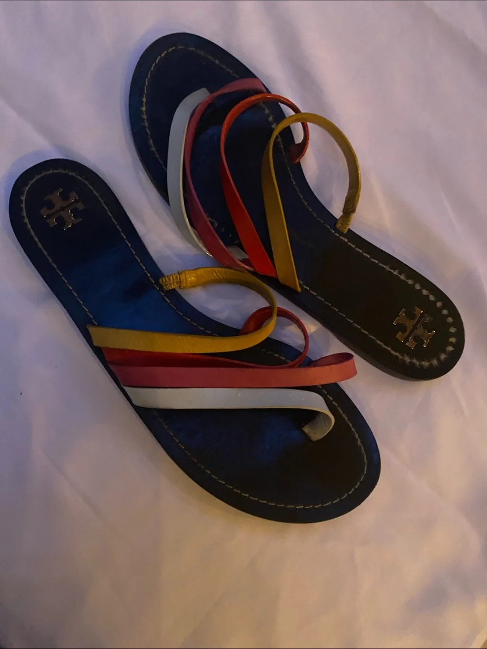 Tory Burch Multistrap Leather PATOS SANDAL in Black, Red, Pink, Yellow and White